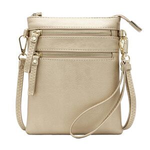 6868 Faux Leather Organizer Multi Zipper Pockets Handbag With Detachable